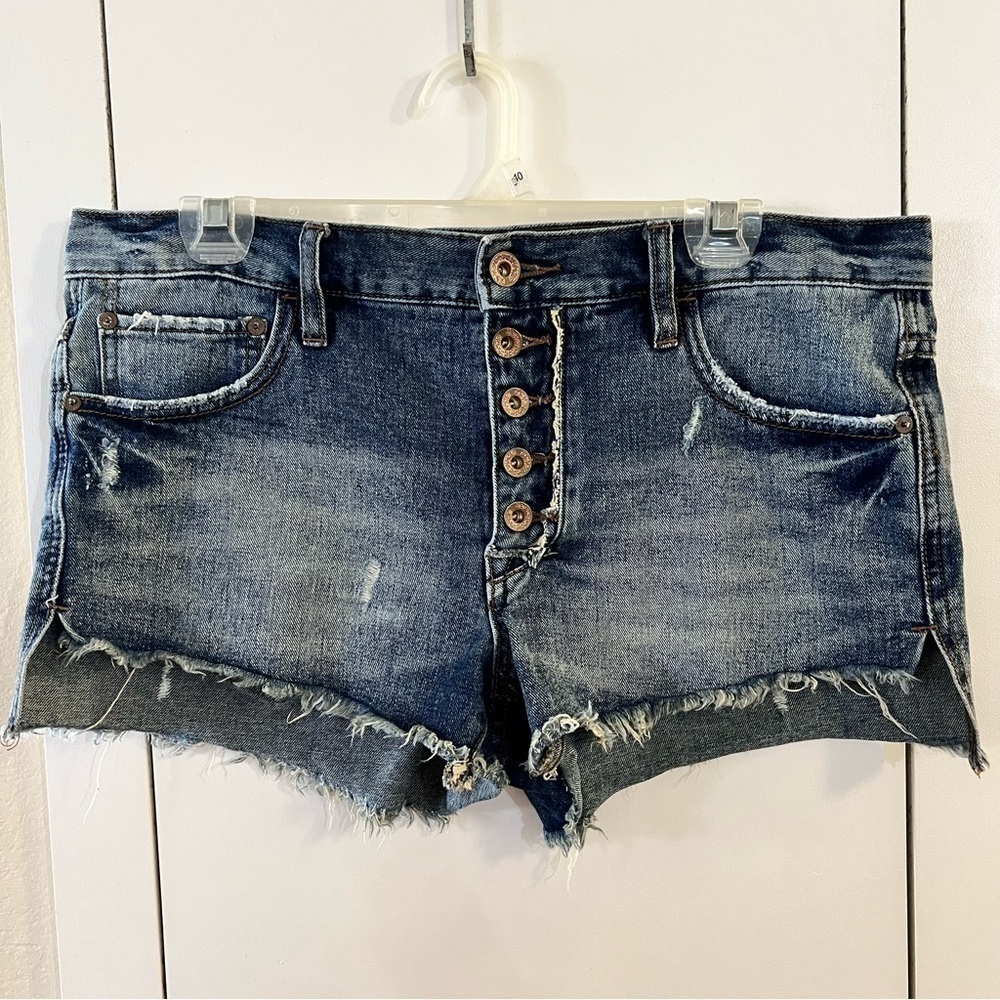 Free People Cutoff Button Fly Blue Jean Shorts Women's Size 27